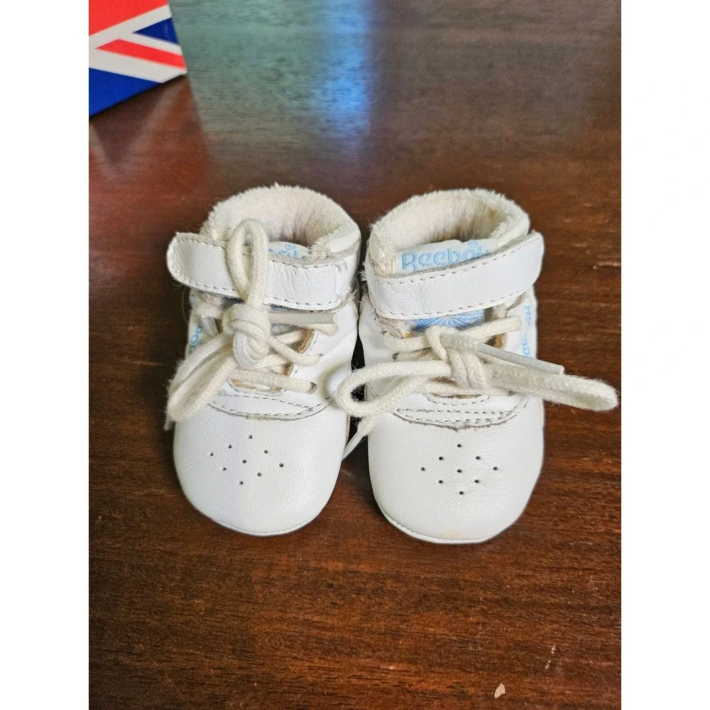 Reebok Classic Crib Shoes Kids 1 White Vintage High Top Sneakers